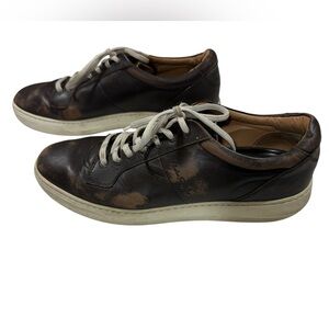 Salvatore Ferragamo Distressed Leather Sneakers Rich Brown Mens 10EE Italy